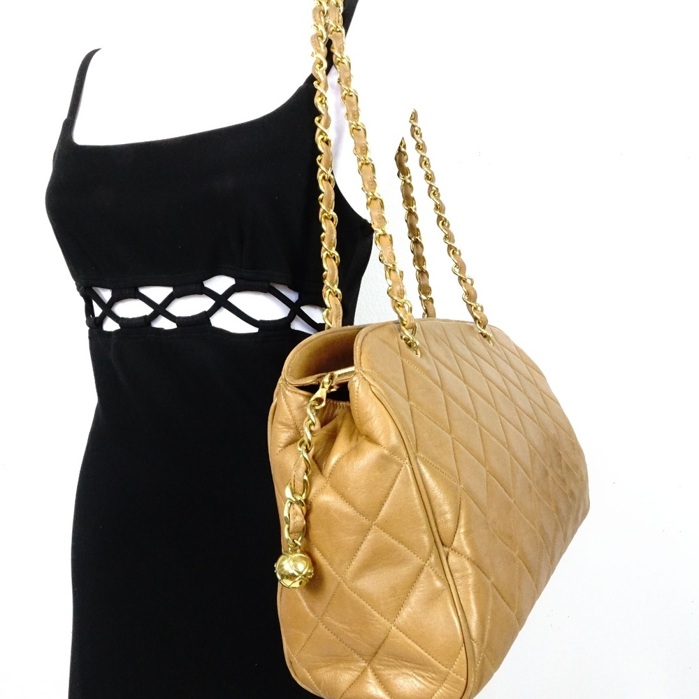 Chanel Lam Skin Leather Handbag Shoulder Bag